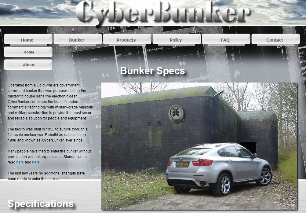 Zrzut ekranu ze strony cyberbunker.com