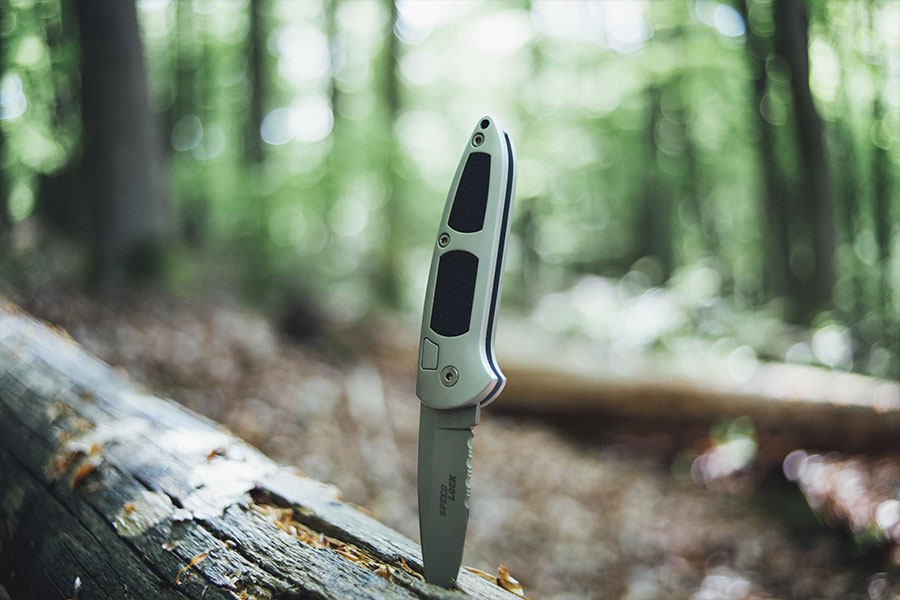 nóż grzybiarza w lesie