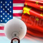 Glagi USA i Chin biały balon szpiegowski przed nimi